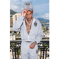 Grauer Hoodie mit Reißverschluss und Man-Stickerei - M, Grau Grauer Hoodie mit Reißverschluss und Man-Stickerei - M, Grau von boohooman