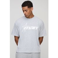Grey Oversized Boxy M Star T-Shirt - Grau - L, Grau von boohooman