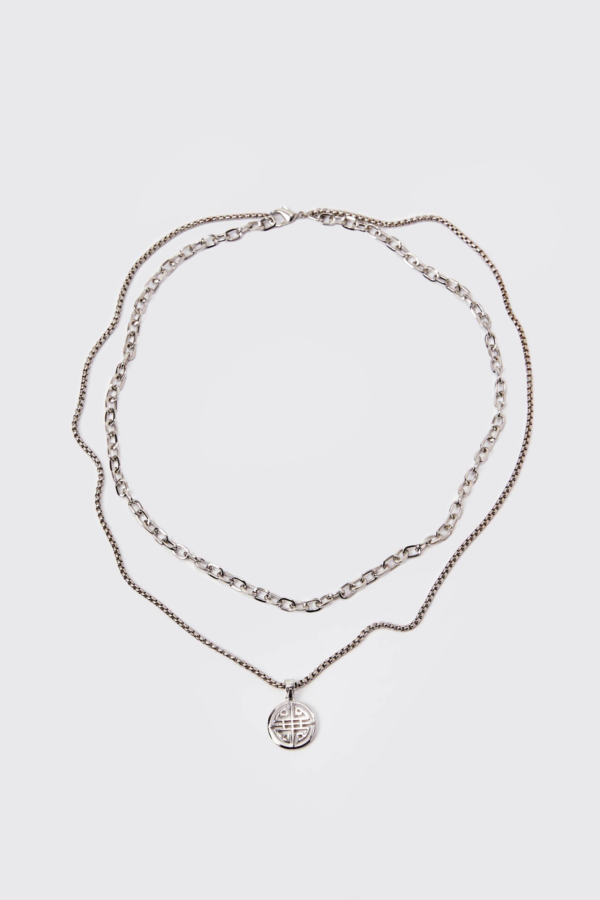 Halskette mit Anhänger - Silber - ONE SIZE, Silber von boohooman