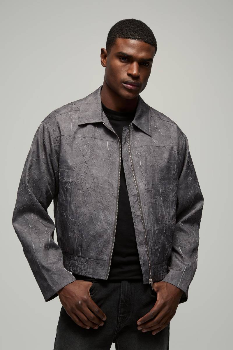 Harrington-Jacke in Knitteroptik - Grau - XS, Grau Harrington-Jacke in Knitteroptik - Grau - XS, Grau von boohooman