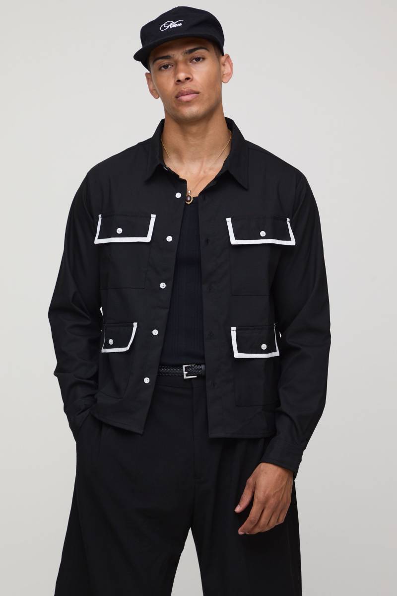Harrington-Jacke mit Taschen - Schwarz - XS, Schwarz von boohooman