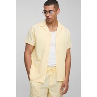 Hemd & Shorts in Leinenoptik - Gelb - L, Gelb von boohooman