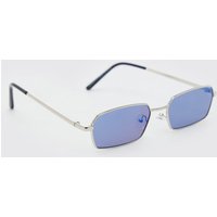 Hexagon Metall-Sonnenbrille - Blau - ONE SIZE, Blau von boohooman