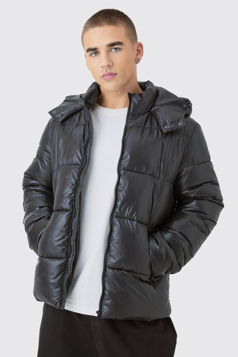 Hochglänzende Steppjacke - Schwarz - XS, Schwarz von boohooman