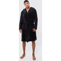 Hooded Dressing Gown - Schwarz - M, Schwarz von boohooman