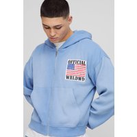 Hoodie in Waffeloptik mit Reißverschluss - Blau - M, Blau von boohooman