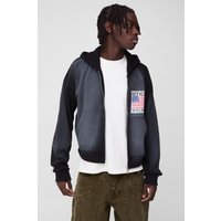 Hoodie in Waffeloptik mit Reißverschluss - Schwarz - L, Schwarz von boohooman