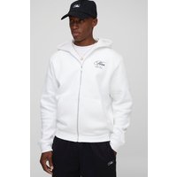 Hoodie mit Man Script und Reißverschluss - Weiß - S, Weiß von boohooman