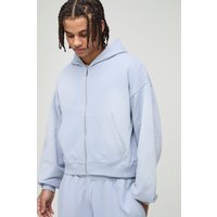 Hoodie mit Reißverschluss - Blau - L, Blau von boohooman