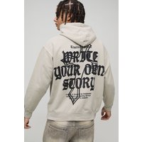 Hoodie mit Text Print - Beige - XS, Beige Hoodie mit Text Print - Beige - XS, Beige von boohooman