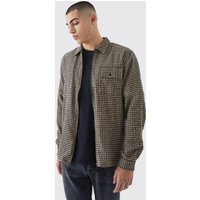 Jacqaurd Hahnentritt Overshirt mit Reißverschluss von boohooman