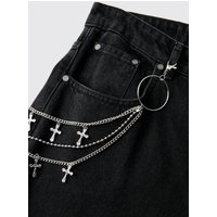 Jeans-Kette mit Kreuzen - Silber - ONE SIZE, Silber Jeans-Kette mit Kreuzen - Silber - ONE SIZE, Silber von boohooman
