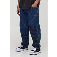 Jeans mit Ballon-Print - Blau - 36R, Blau von boohooman
