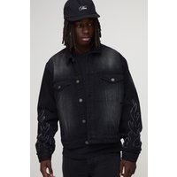 Jeansjacke mit Flammen-Applikation Jeansjacke mit Flammen-Applikation von boohooman