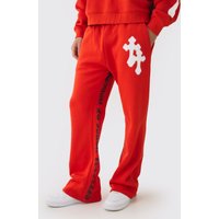Jogginghose mit Print - Rot - XS, Rot von boohooman