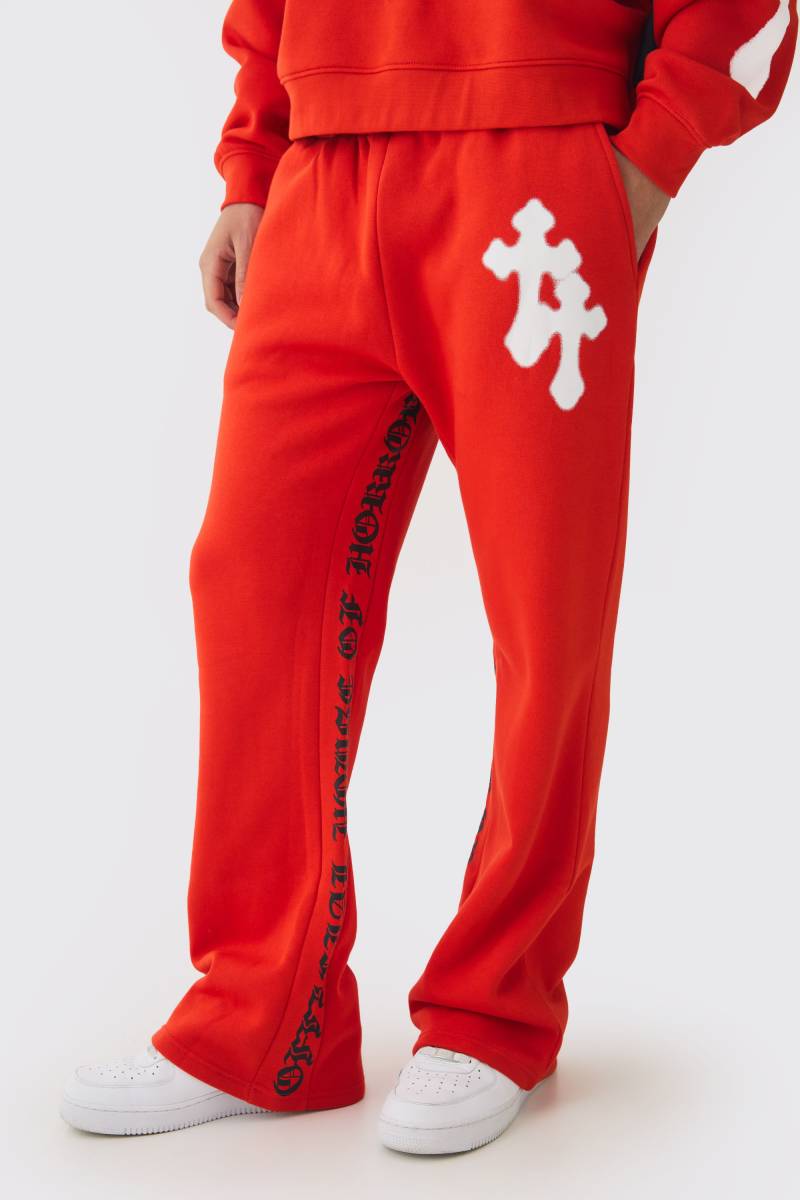 Jogginghose mit Print - Rot - XS, Rot von boohooman