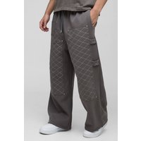 Jogginghose mit extrem weitem Bein und Naht-Detail - Grau - L, Grau von boohooman