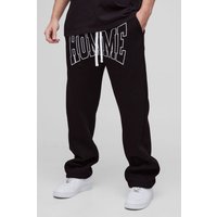 Jogginghose mit geradem Bein und Homme-Print - Schwarz - XS, Schwarz Jogginghose mit geradem Bein und Homme-Print - Schwarz - XS, Schwarz von boohooman