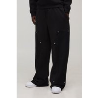 Jogginghose mit weitem Bein - Schwarz - S, Schwarz von boohooman