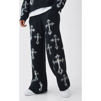 Jogginghose mit weitem Bein und Kreuz-Print von boohooman