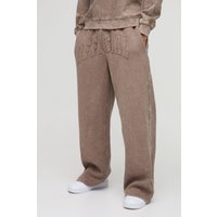 Jogginghose mit weitem Bein und Official-Applikation - Braun - M, Braun von boohooman