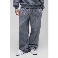 Jogginghose mit weitem Bein und Official-Applikation - Grau - M, Grau von boohooman