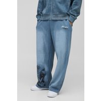 Jogginghose mit weitem Bein und Print - Blau - S, Blau Jogginghose mit weitem Bein und Print - Blau - S, Blau von boohooman