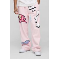 Jogginghose mit weitem Bein und Print von boohooman