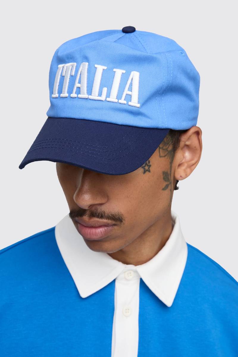 Kappe mit Italia-Stickerei - Blau - ONE SIZE, Blau Kappe mit Italia-Stickerei - Blau - ONE SIZE, Blau von boohooman