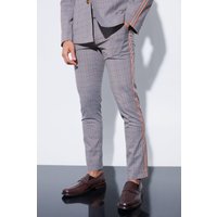 Karierte Skinny Hose - Grau - 32, Grau von boohooman