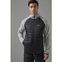 Karierter Man Active Hoodie mit Reißverschluss - Grau - XS, Grau Karierter Man Active Hoodie mit Reißverschluss - Grau - XS, Grau von boohooman