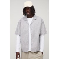 Kariertes Oversize Hemd mit doppelten Taschen - Grau - XS, Grau von boohooman