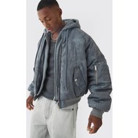 Kastige Bomberjacke mit Kapuze - Grau - XS, Grau Kastige Bomberjacke mit Kapuze - Grau - XS, Grau von boohooman