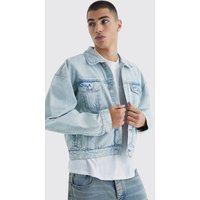 Kastige Jeansjacke - Blau - XL, Blau von boohooman
