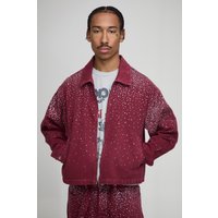 Kastige Jeansjacke mit Strass von boohooman