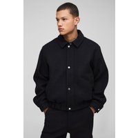 Kastige Melton Harrington-Jacke - Schwarz - XS, Schwarz Kastige Melton Harrington-Jacke - Schwarz - XS, Schwarz von boohooman
