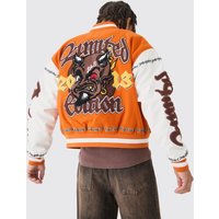 Kastige Orange Limited Jacke mit PU-Ärmeln von boohooman