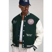 Kastige Oversize Bomberjacke mit Melton-Stickerei von boohooman