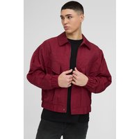 Kastige Oversize Harrington-Jacke mit Nylon-Taschen - Burgund - XS, Burgund Kastige Oversize Harrington-Jacke mit Nylon-Taschen - Burgund - XS, Burgund von boohooman