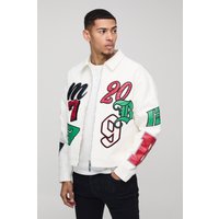 Kastige Oversize Harrington-Jacke mit Spitzen-Applikation von boohooman