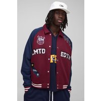Kastige Oversize Limited Edition Jersey-Jacke - Burgund - XS, Burgund von boohooman