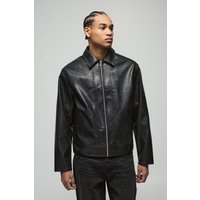 Kastige Oversize PU Harrington-Jacke - Schwarz - XS, Schwarz Kastige Oversize PU Harrington-Jacke - Schwarz - XS, Schwarz von boohooman