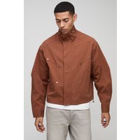 Kastige Oversize Regenjacke mit Trichterkragen - Braun - L, Braun von boohooman