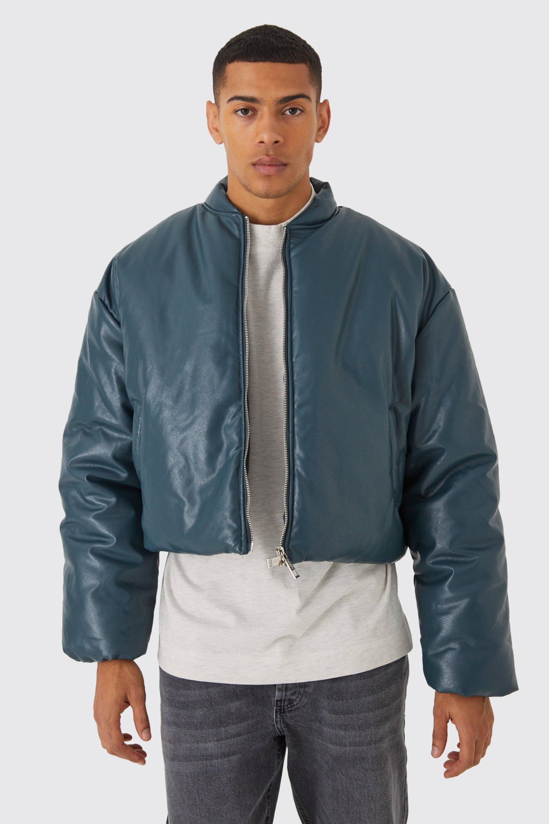 Kastige PU-Steppjacke - Petrol - M, Petrol von boohooman