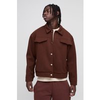 Kastige Trucker-Jacke - Braun - XS, Braun Kastige Trucker-Jacke - Braun - XS, Braun von boohooman