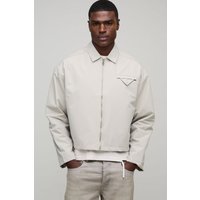 Kastige Twill Harrington-Jacke - Grau - XS, Grau Kastige Twill Harrington-Jacke - Grau - XS, Grau von boohooman