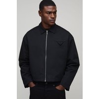 Kastige Twill Harrington-Jacke - Schwarz - XS, Schwarz Kastige Twill Harrington-Jacke - Schwarz - XS, Schwarz von boohooman