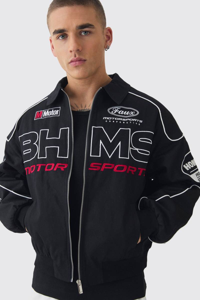 Kastige Twill Moto-Jacke in Schwarz - XS, Schwarz Kastige Twill Moto-Jacke in Schwarz - XS, Schwarz von boohooman