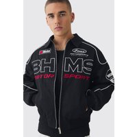 Kastige Twill Moto-Jacke in Schwarz von boohooman