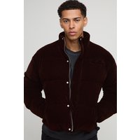 Kastige Velour-Steppjacke mit Trichterkragen - Braun - XS, Braun Kastige Velour-Steppjacke mit Trichterkragen - Braun - XS, Braun von boohooman